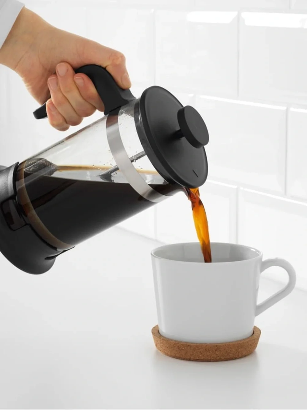 IKEA Black French Press Coffee Maker - Classic Glass Press